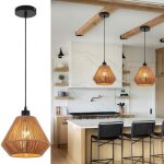 Ganeed lustre tress� lustre lustre rustique en rotin r�glable � la main panier rideau boh�me lustre pour ...