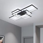 Ganeed - plafonnier noir - lustre rectangulaire dimmable avec t�l�commande - led - 3 carr�s acrylique ...