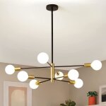 Suspension industrielle r�glable � 8 lumi�res ganeed - noir + or - e27 - m�tal - 85cm (h) * 54cm (w)(ampoule ...