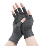 Gants arthrose sans doigts gants de compression r�chauffe des joints de doigt - gris