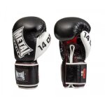 Gants de boxe cuir metal boxe sparring - noir / blanc - 14 oz