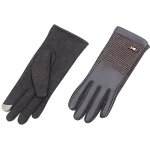 Gants conducteurs pour femme tissu et cuir (gris)