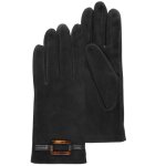 Gants en cuir de ch�vre velours noir pour femme - isotoner - �l�gants et f�minins - doubl�s soie