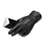 Gants en cuir véritable homme doublé polaire scratch Gants en cuir véritable homme doublé polaire scratch