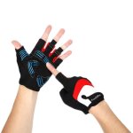 Gants de cyclisme demi - doigt antidrapants et amortisseurs de chocs pour vtt leocloho rouge