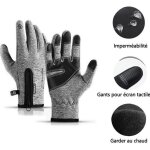 Gants de cyclisme - leoclotho - gants dhiver à écran tactile - imperméable et chaud - gris Gants de cyclisme - leoclotho - gants dhiver à écran tactile - imperméable et chaud - gris