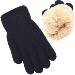 Gants en laine en tricot - azwix - pour enfant - noir - adapt pour le froid activit extrieure