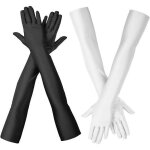 Gants longs en satin pour spectacle de bal de mariage - bigilantuh - noir et blanc - pour femmes - 55cm ...