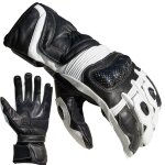 Gants moto de cuir blanc racing de proanti homologu� ce