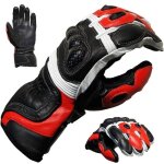 Gants moto de cuir rouge racing de proanti homologu� ce