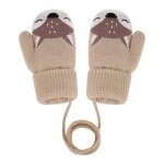 Gants de ski enfantsgants mignon motif de renardtricot� hiver gantsmoufles gantsavec cordepour p�cherandonn�ee ...