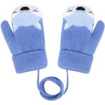 Gants de ski enfants - motif renard - taille s - corde anti - perdu - tricot hiver