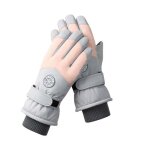 Gants de ski femme - �cran tactile - velours chauds imperm�ables et antid�rapants - gris / rose