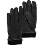 Gants tactiles isotoner en cuir de ch�vre noir pour homme