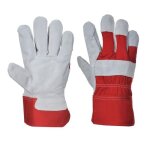 Gants de travail en cuir bovin portwest docker premium - rouge
