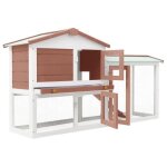 Gars clapier cage � lapins rongeurs poulailler pour petit animaux marron et blanc 145x45x85 cm bois(1130) ...