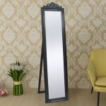 Gars economique miroir sur pied vintage miroir de salon - style baroque - 160 x 40 cm noir(5278)