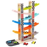 Garage jouet en bois enfant - zgeer - 4 mini voitures et 7 rampes