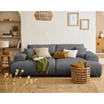 Garance - canap droit 4 places double mridienne - assise profonde - en velours ctel - gris fonc