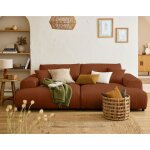 Garance - canap droit 4 places double mridienne - assise profonde - en velours ctel - terracotta