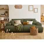 Garance - canap droit 4 places double mridienne - assise profonde - en velours ctel - vert
