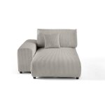 Garance - module dassise m�ridienne gauche - en velours c�tel� - gris clair