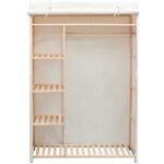Armoire en tissu et bois de pin salalis - 110 x 40 x 170 cm - beige et blanc - contemporain - design