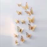 Garosa stickers muraux papillon creux 12 pi�ces 3d creux papillon stickers muraux texture en m�tal salon ...