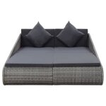 Gars chaise longue 2 personnes lit de jardin gris 200x139 cm r�sine tress�e(1763)