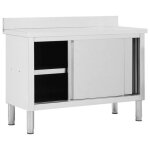 Gars table de travail cuisine avec portes coulissantes 120x50x95 cm inox(5081) Gars table de travail cuisine avec portes coulissantes 120x50x95 cm inox(5081)