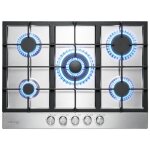 Gasland gh2705ss1fc plaque 5 foyers gaz inox 76 cm acier inoxydable encastrable professionnelle