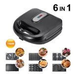 Gaufrier �lectrique - folaya - 6 en 1 - 750w - rev�tement anti - adh�sif - indicateur led