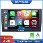 Autoradio gearelec 10 pouces android 13 avec carplay et android auto gps navigation wifi bluetooth aux ...