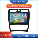 Gearelec autoradio 9 pouces android pour benz c - class w203 2002 - 2004 clk w209 2002 - 2006 avec carplay ...