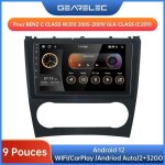 Gearelec autoradio 9 pouces android pour benz c class w203 2005 - 2009 / glk - class (c209) avec carplay ...