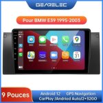 Autoradio gearelec 9 pouces android pour bmw e39 avec carplay gps bluetooth et wifi