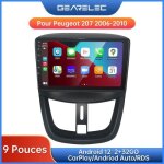 Gearelec autoradio 9 pouces android pour peugeot 207 2006 - 2010 avec carplay andriod auto gps navigation ...