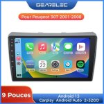 Autoradio gearelec 9 pouces android pour peugeot 307 avec carplay andriod auto gps bluetooth rds wifi ...