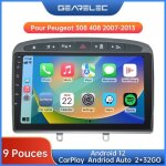 Gearelec autoradio 9 pouces android pour peugeot 308 408 2007 - 2013 avec carplay andriod auto gps navigation ...