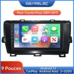 Gearelec autoradio 9 pouces android pour toyota prius 2009 - 2013 avec carplay andriod auto gps navigation ...