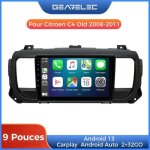 Gearelec autoradio 9 pouces pour citroen jumpy 3 spacetourer 2016 - 2021 avec carplay andriod auto gps ...