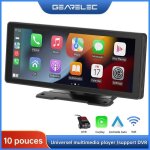Gearelec autoradio portable 10 pouces avec carplay android auto wifi bluetooth fm et 720p enregistreur ...