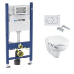 Geberit - pack wc bati - support geberit duofix + cuvette suspendue porcher sans bride + abattant ideal ...