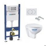 Geberit - pack wc bati - support geberit duofix + wc grohe bau ceramic + abattant softclose + plaque ...