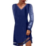 Robe femme col v lgante pour soire cocktail - gnrique - modle 01 bleu - manches longues