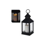 Lanterne � bougie led 10. 5x10. 5x23cm noir