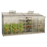 Serre adoss�e - gfp - eden 436 x 147 cm - panneaux polycarbonate 10 mm - fen�tres de toit - porte coulissante ...