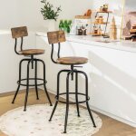 Giantex lot de 2 tabourets de bar pivotants � 360 �hauteur r�glable 69 - 76 cmdossier amovible et ergonomiques ...