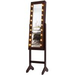 Giantex armoire � bijoux sur pied avec 18 led angle r�glable grand miroir et nombreux rangements pour ...