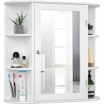 Giantex armoire murale miroir salle de bain armoire de toilettes avec 1 porte et 10 �tag�res de rangement ...